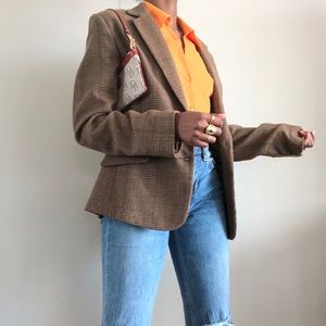 vintage tartan brown blazer